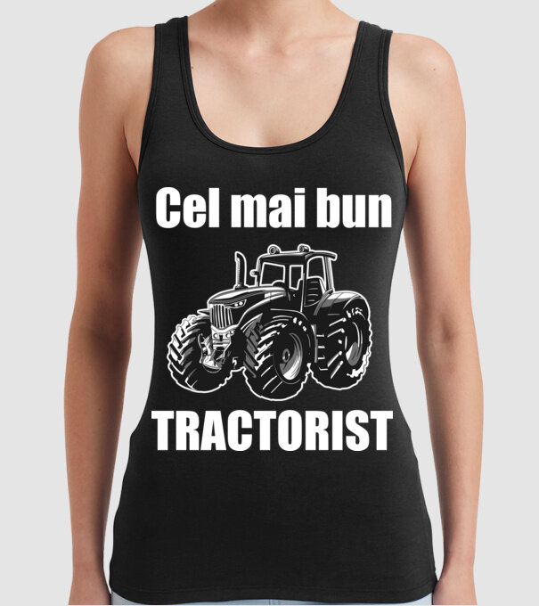 Cel mai bun tractorist model negru pe tricou