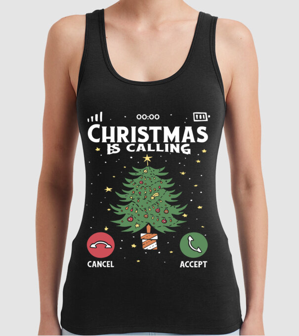 Christmas is calling model negru pe tricou