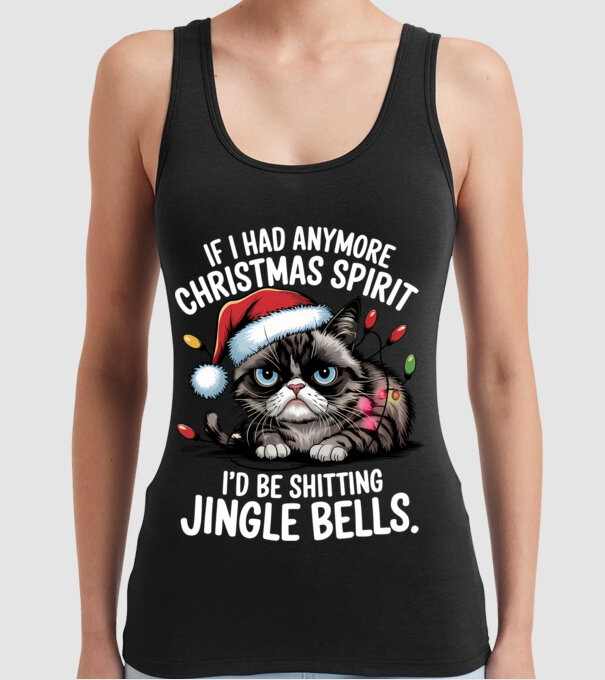 Christmas Spirit Grumpy Cat Negru model negru pe tricou