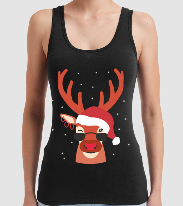 Cool Reindeer Rudolph model negru pe tricou
