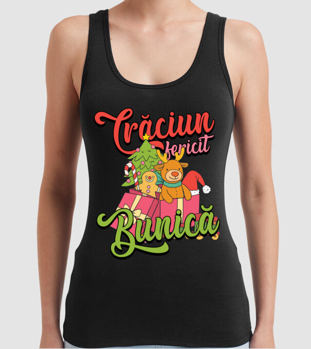 CRĂCIUN FERICIT BUNICĂ model negru pe tricou
