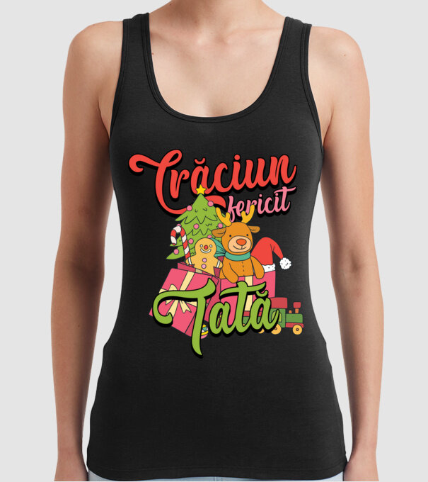 CRĂCIUN FERICIT TATĂ model negru pe tricou