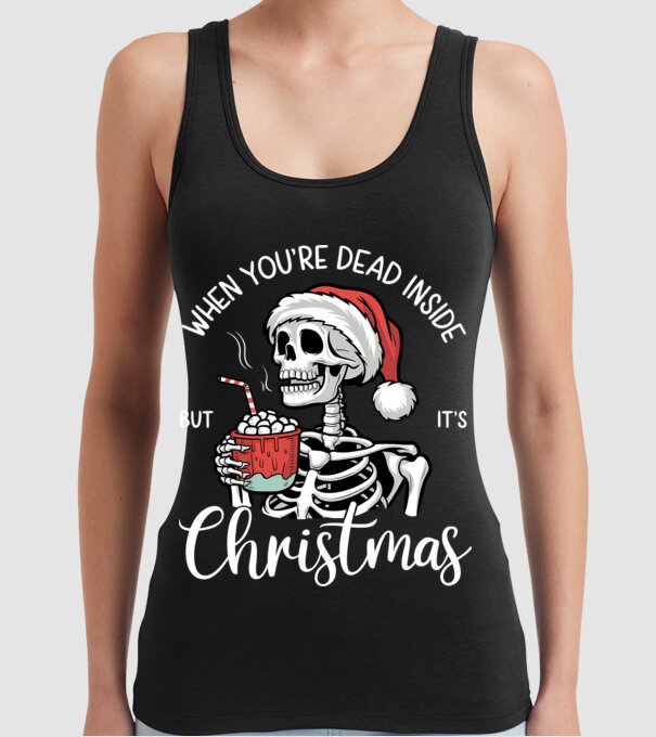 Dead inside, but it's christmas Negru model negru pe tricou