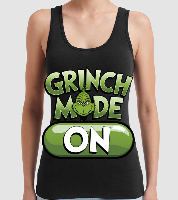 Grinch mode ON model negru pe tricou