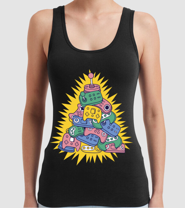 Joystick pom de Crăciun model negru pe tricou