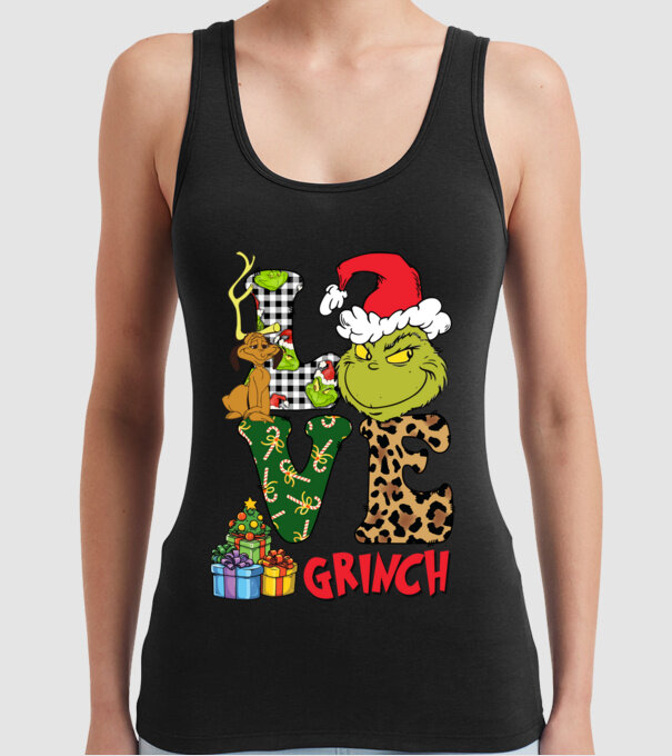 Love Grinch model negru pe tricou
