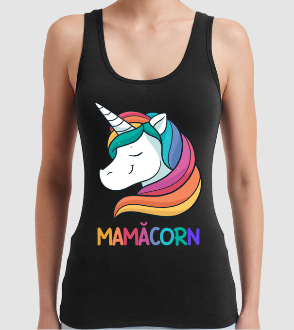 mamăcorn model negru pe tricou