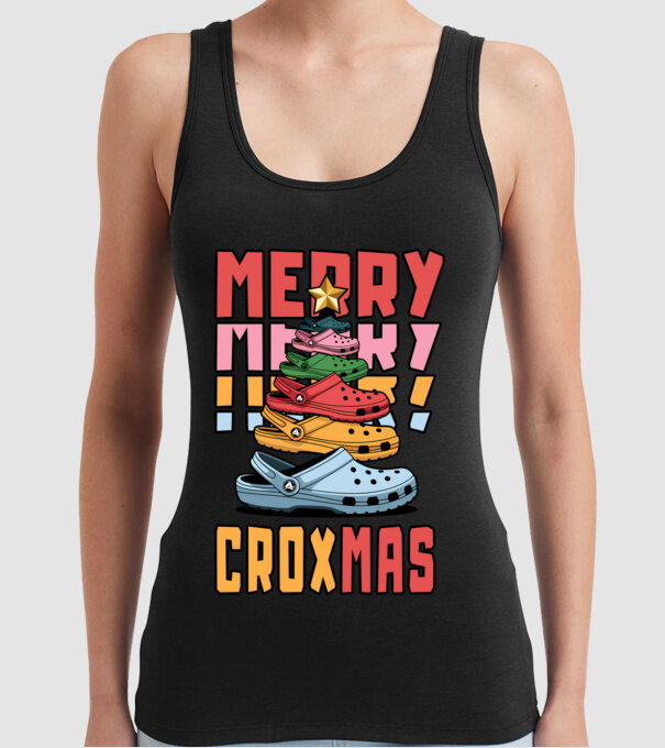 Merry Croxmas model negru pe tricou