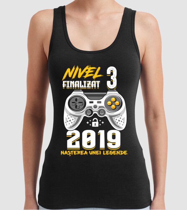 Nivel 3 finalizat. 2019 nașterea unei legende model negru pe tricou
