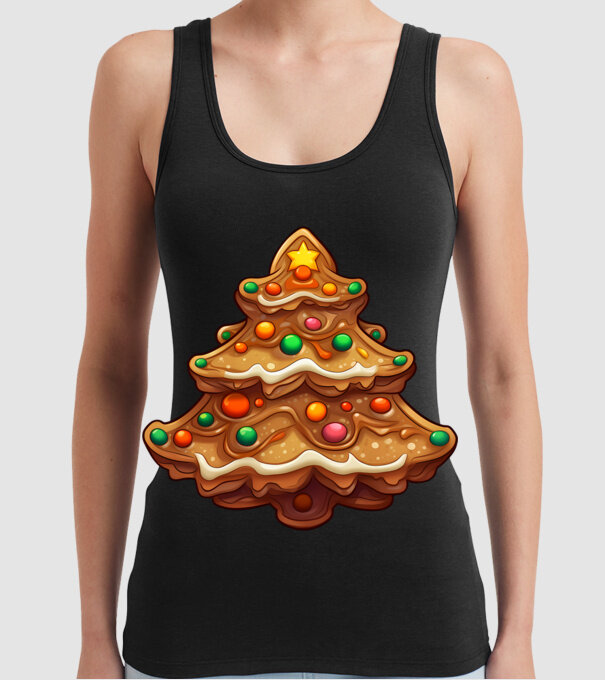 pom de Crăciun din turtă dulce model negru pe tricou