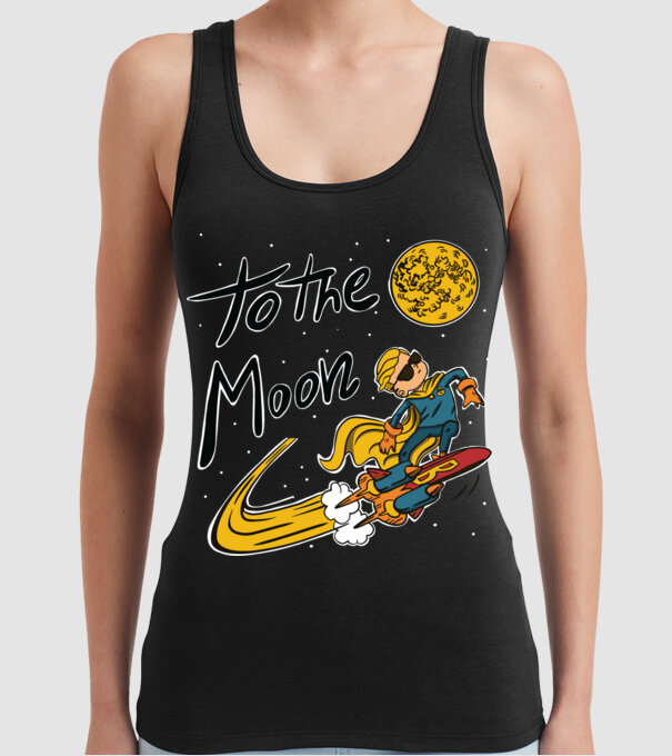 To the Moon Bitcoin model negru pe tricou
