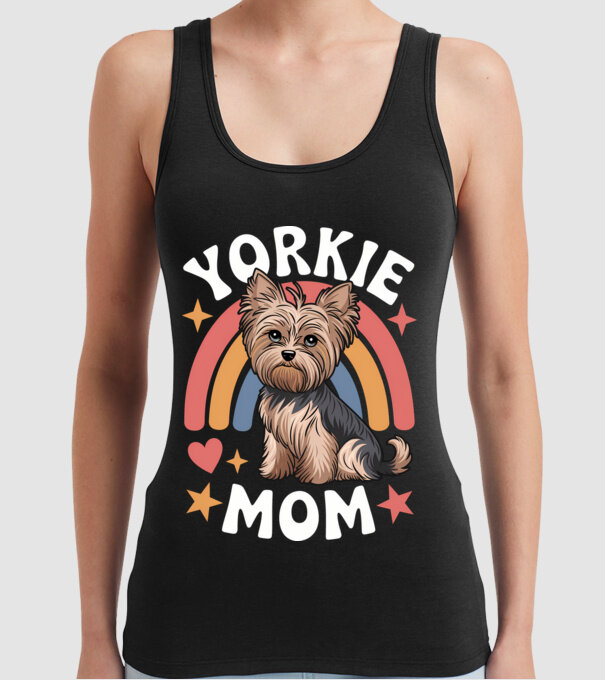Yorkie Mom Negru model negru pe tricou