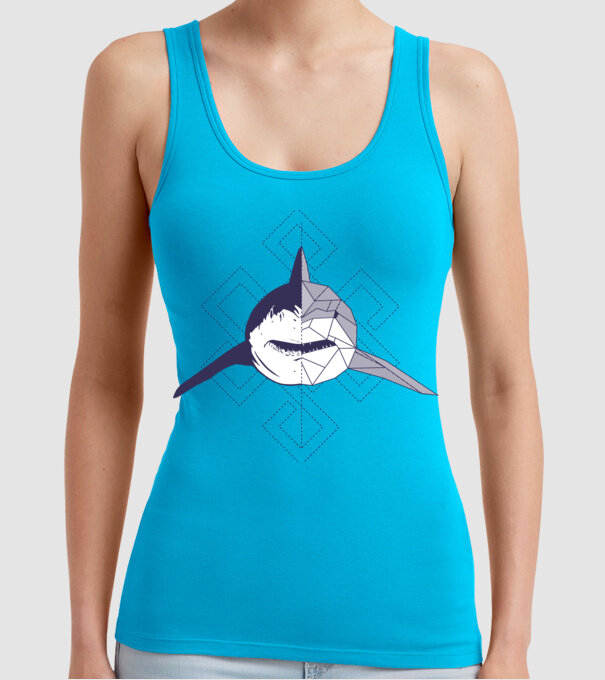 Rechin abstract model turcoaz pe tricou