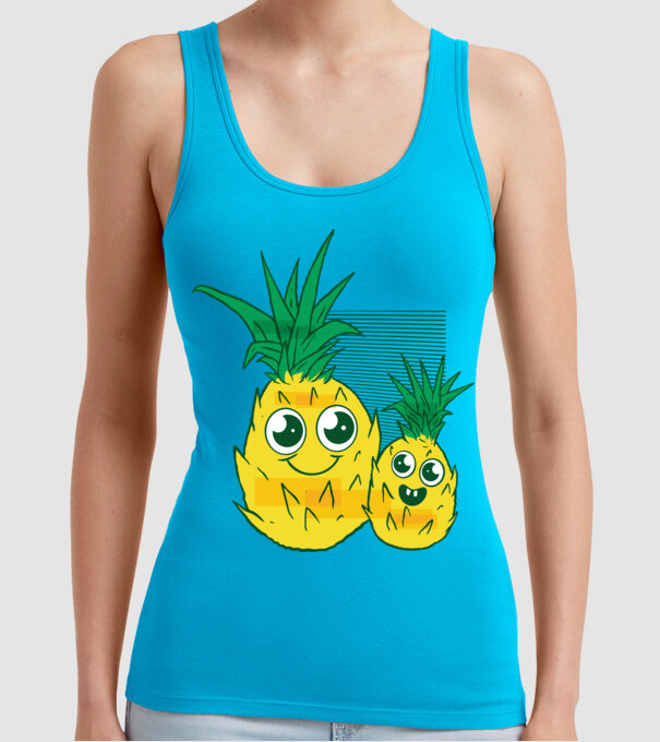 Familie Ananas model turcoaz pe tricou