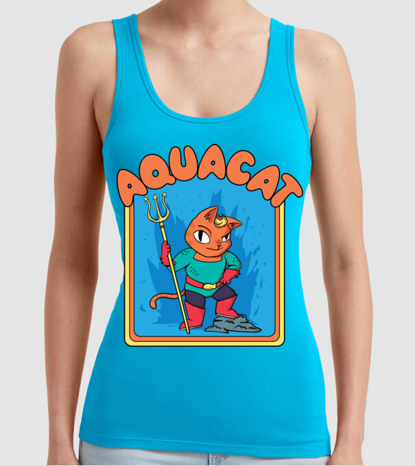 Aquacat model turcoaz pe tricou