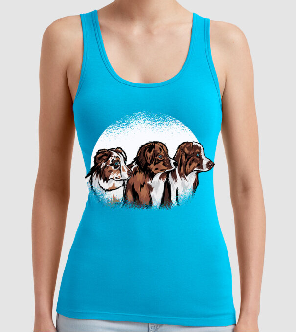 Câine ciobănesc Australian model turcoaz pe tricou