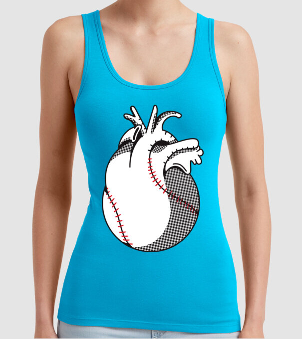 Inimă Baseball model turcoaz pe tricou