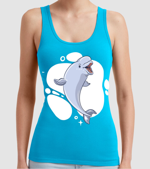 Balenă Beluga model turcoaz pe tricou