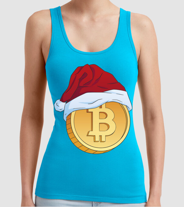 Crăciun Bitcoin model turcoaz pe tricou