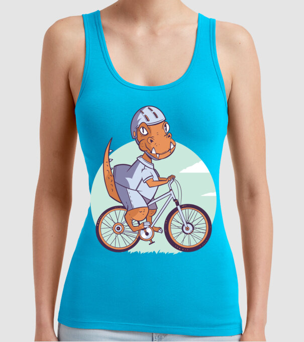Dinozaur de T-Rex cu bicicletă model turcoaz pe tricou