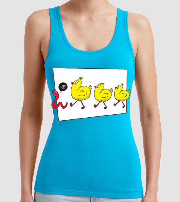 Pui cu vierme model turcoaz pe tricou