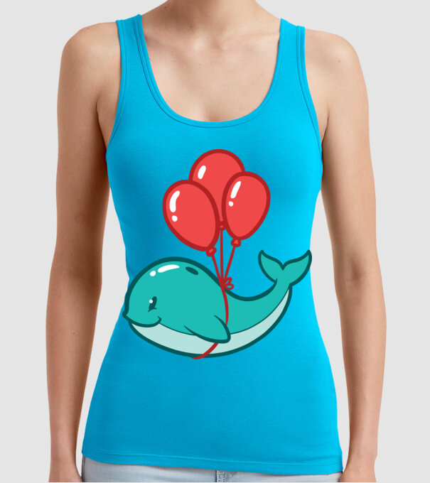 Balenă Drăguță cu Balon model turcoaz pe tricou