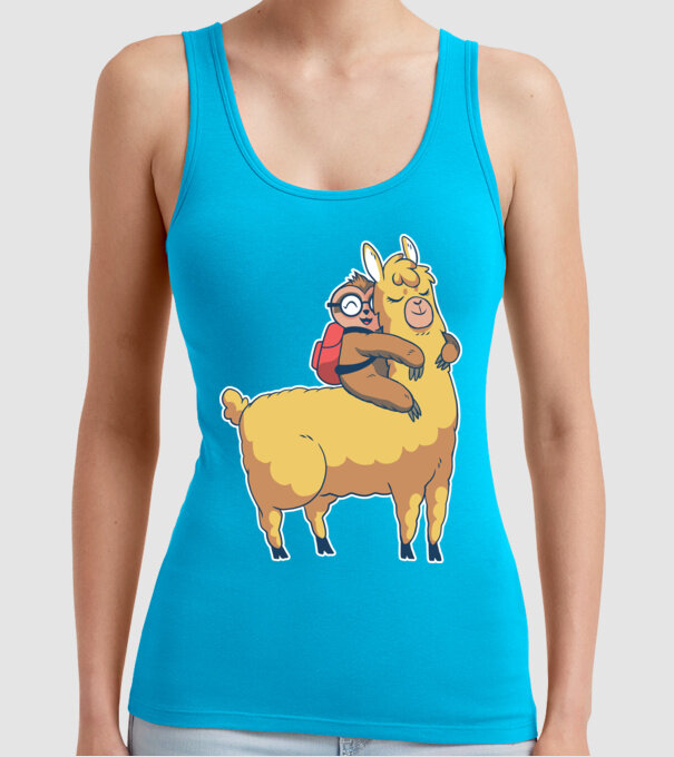 Leneș drăguț cu Lama școlar model turcoaz pe tricou