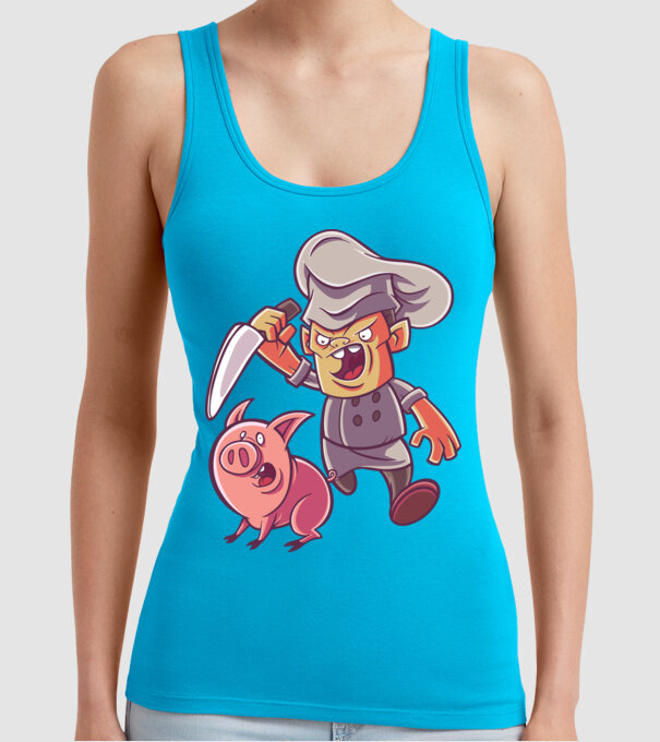 Sacrificare porc Măcelar model turcoaz pe tricou