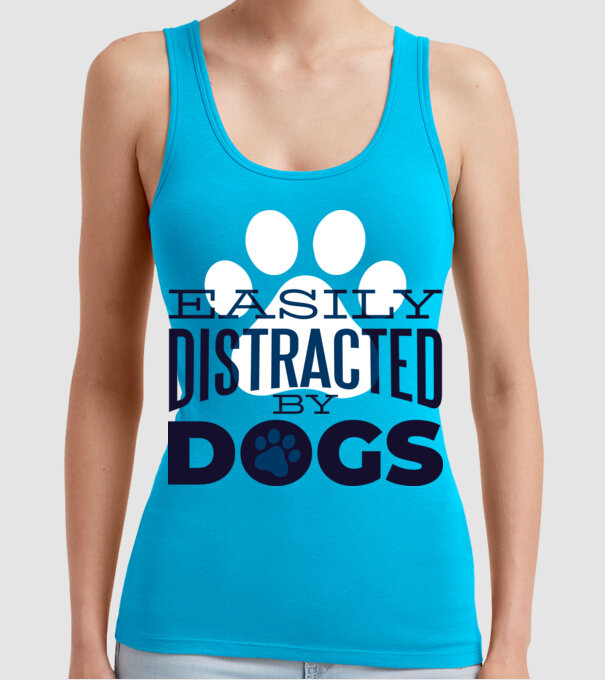 Easily Distracted By Dogs Tricou cu Câine amuzant model turcoaz pe tricou