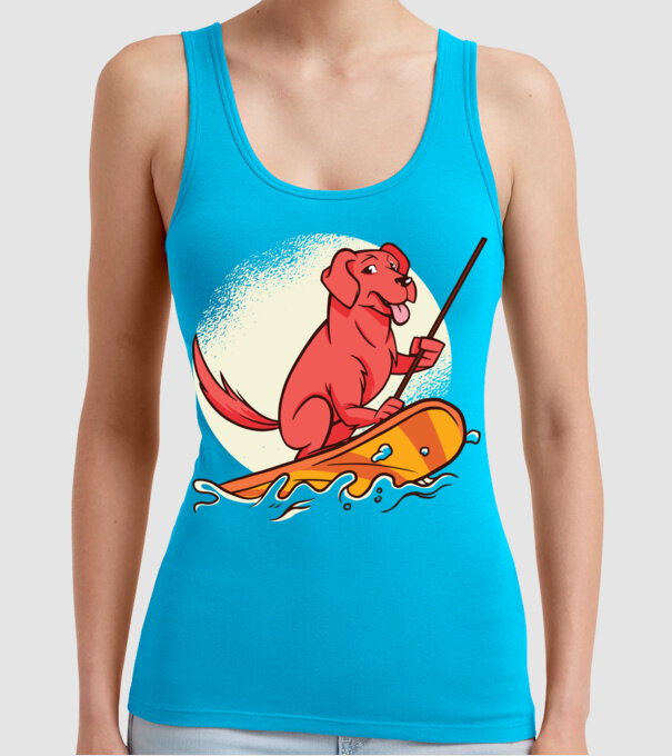 Câine vâslind model turcoaz pe tricou