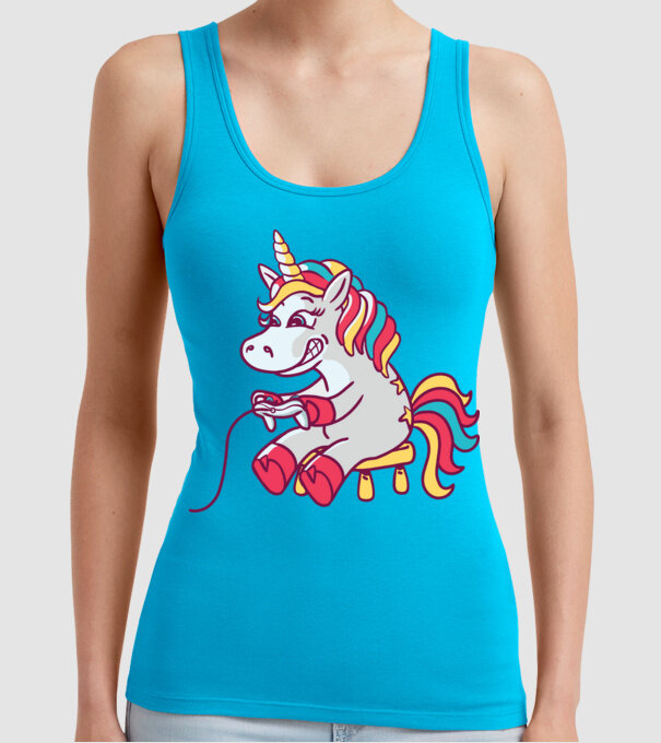 Gamer Unicorn model turcoaz pe tricou