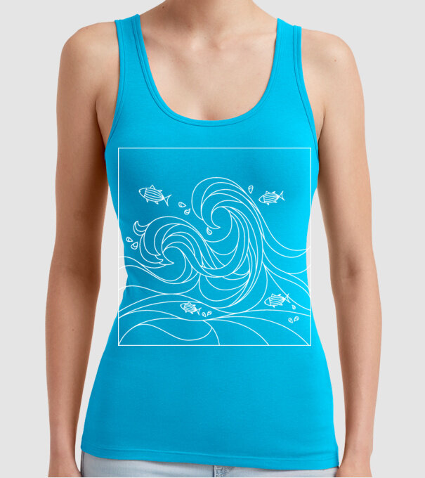 Ocean geometric model turcoaz pe tricou