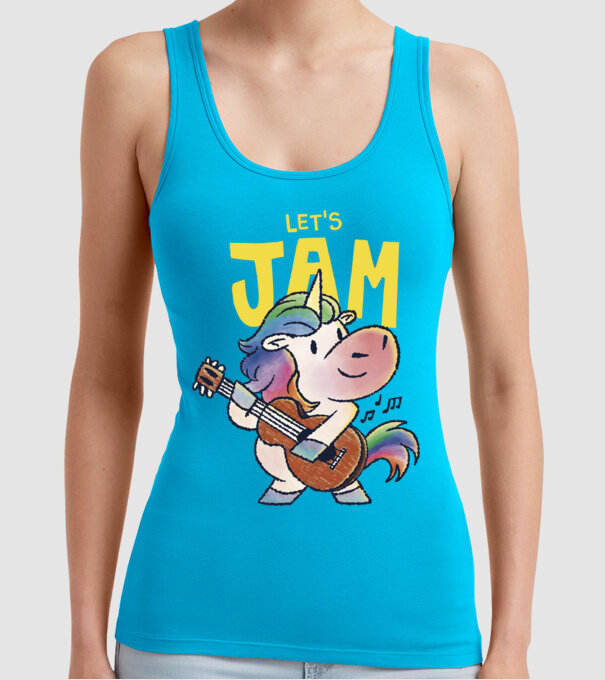 Unicorn cu chitara model turcoaz pe tricou