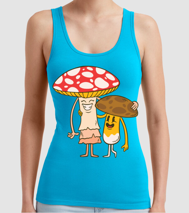 Familie Ciuperci model turcoaz pe tricou