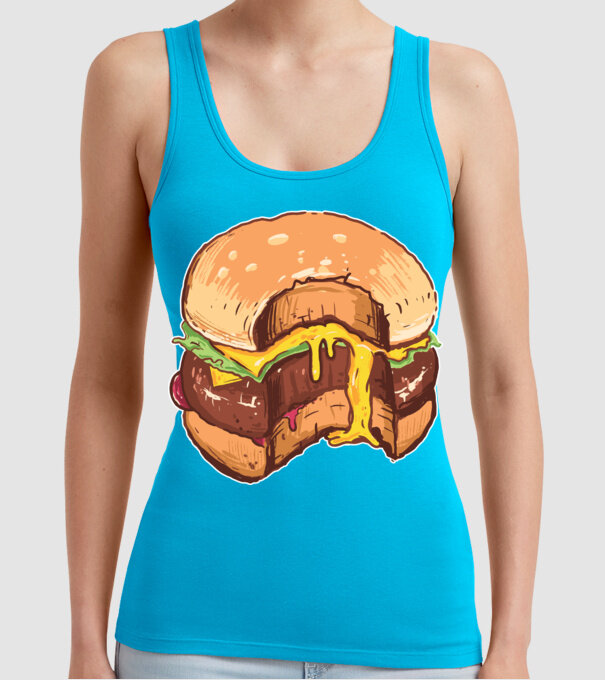 Hamburger model turcoaz pe tricou