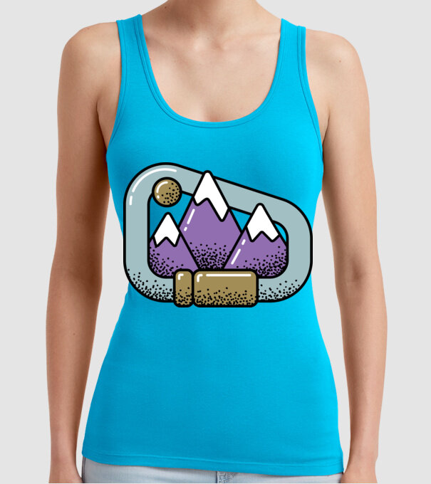 Carabină de alpinist model turcoaz pe tricou