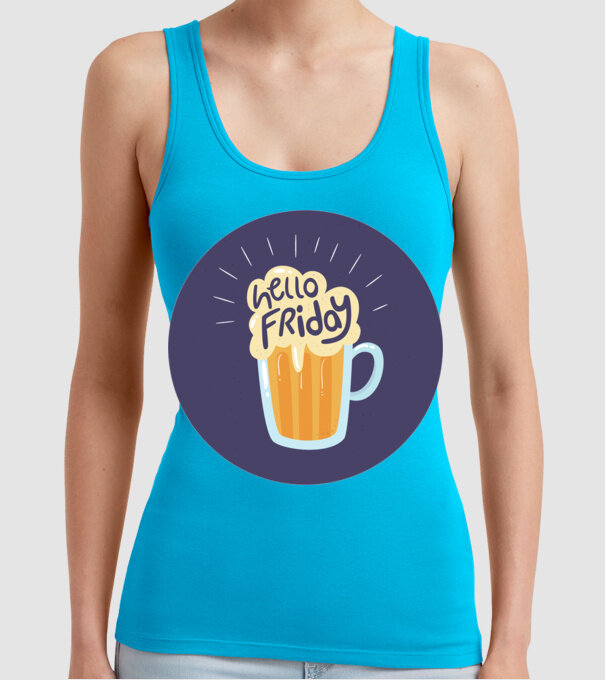 Hello Friday model turcoaz pe tricou