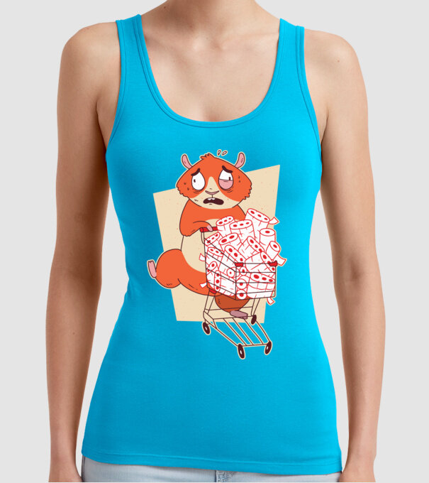 Hamster Panică cumpărături model turcoaz pe tricou