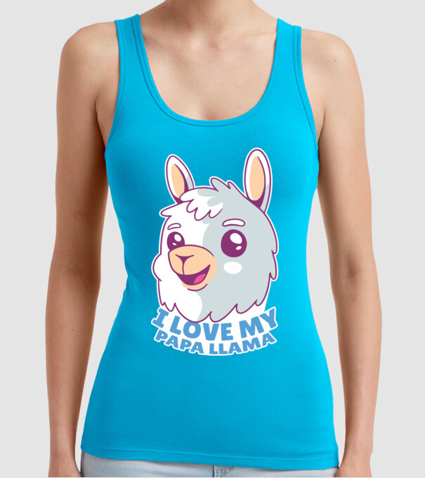 I Love My Papa Llama tricou drăguț cu lamă pentru bunicul model turcoaz pe tricou