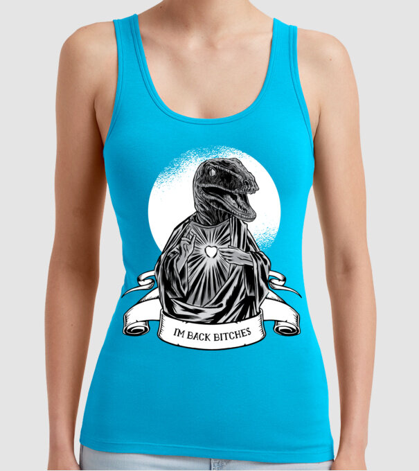 Iisus Raptor Dinozaur model turcoaz pe tricou