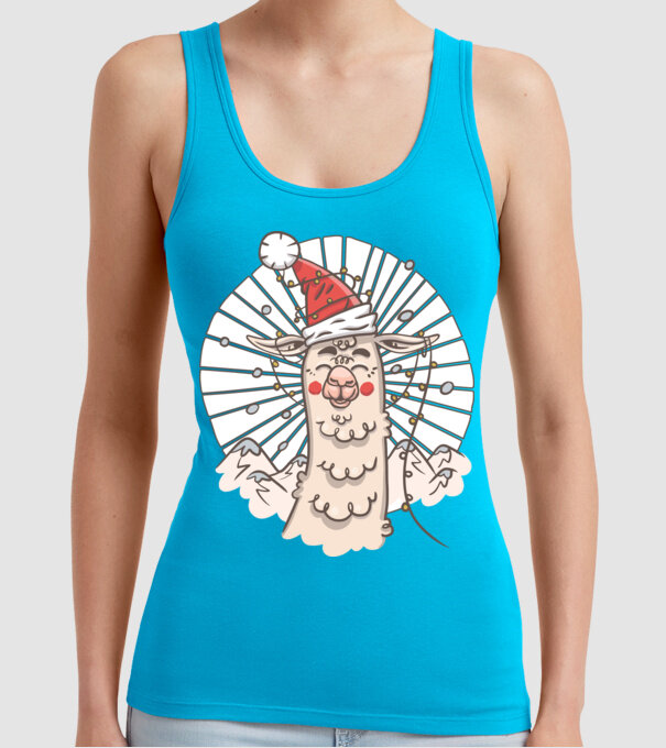 Llama de Crăciun model turcoaz pe tricou