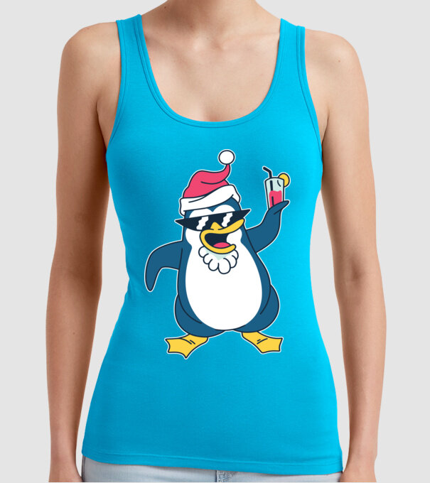 Pinguin de Crăciun model turcoaz pe tricou