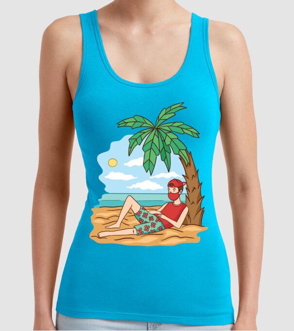 Vacanță în carantină model turcoaz pe tricou