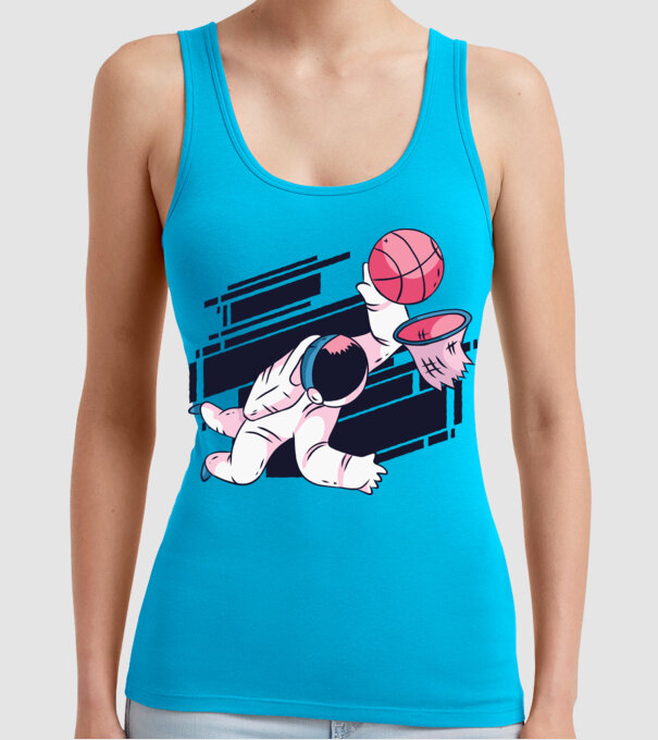 Astronaut Baschetbalist model turcoaz pe tricou