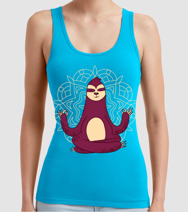 Leneș Meditație Yoga model turcoaz pe tricou