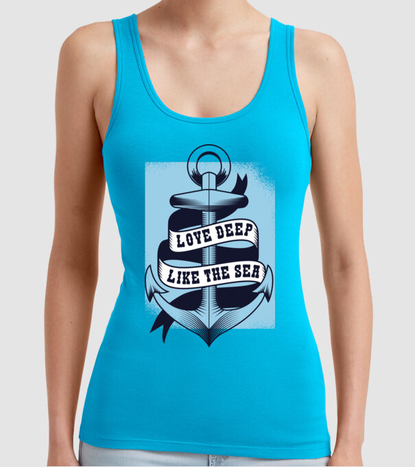 'Love deep like the sea ancoră dragoste Valentine''s Day' model turcoaz pe tricou