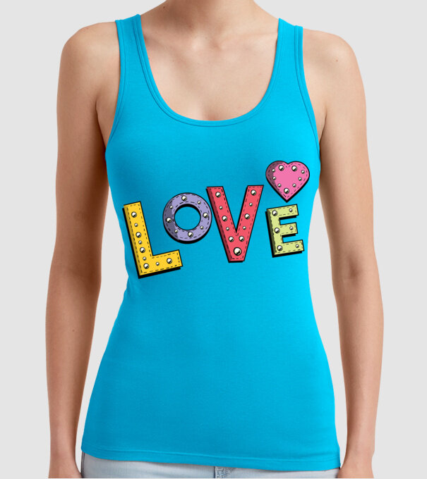 'Inscripție Love pentru Valentine''s Day' model turcoaz pe tricou