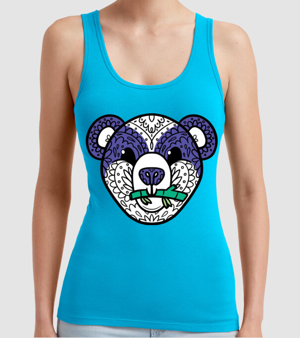 Mandala Panda model turcoaz pe tricou