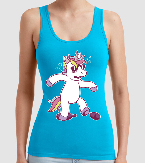 Mahmureală unicorn model turcoaz pe tricou