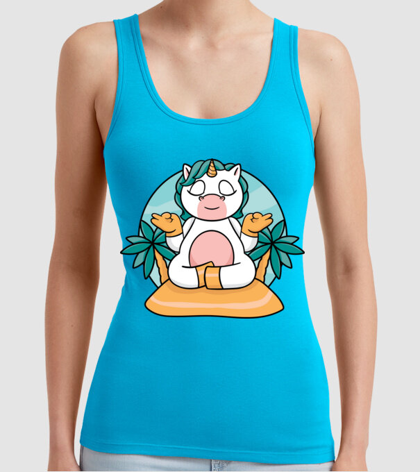 Unicornul meditator model turcoaz pe tricou